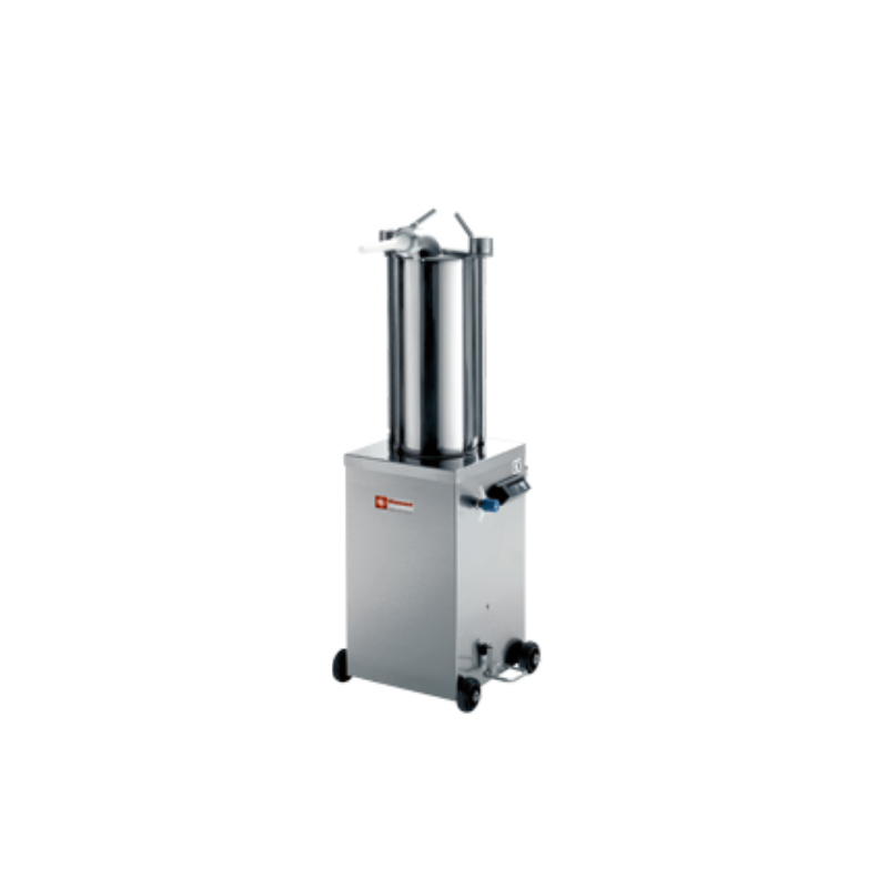 Poussoir hydraulique vertical en inox, 15 litres sur roues