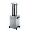 Poussoir hydraulique vertical en inox, 15 litres sur roues