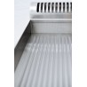 Plaque de cuisson gaz 600x600x280/400 surface 1/2 lisse, 1/2 nervurée "chrome" -diamond