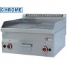 Plaque de cuisson gaz 600x600x280/400 surface 1/2 lisse, 1/2 nervurée "chrome" -diamond