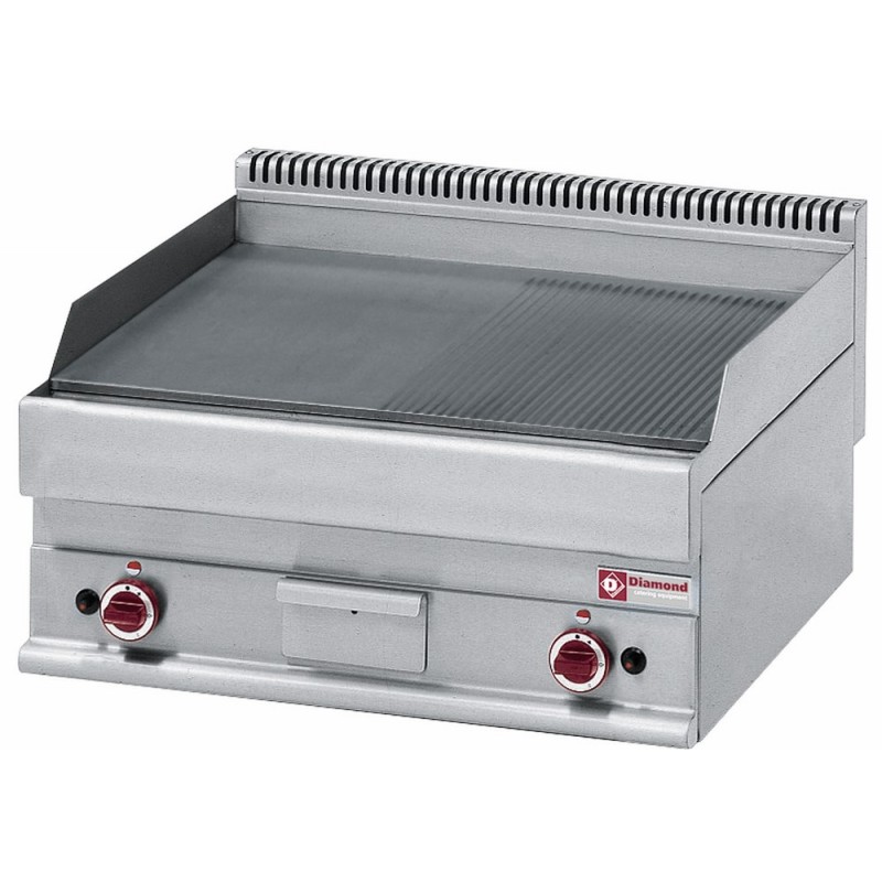 Plaque de cuisson gaz 700x650x280/400  lisse et rainurée diamond