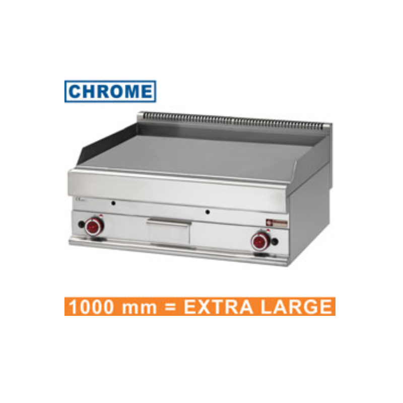 Plaque de cuisson gaz 1000x650x280/380, surface lisse, chrome diamond