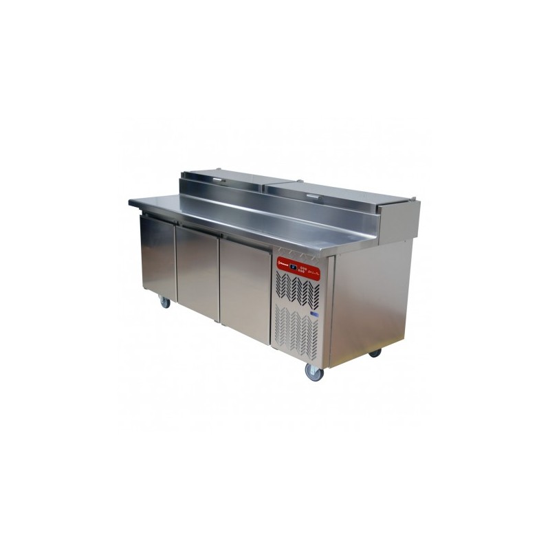 Table frigorifique, ventilée, 3 portes EN 600x400, structure réfrigérée GN 11x 1/3