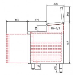 AMERICA PIZZA Table frigorifique, ventilée, 2 portes EN 600x400