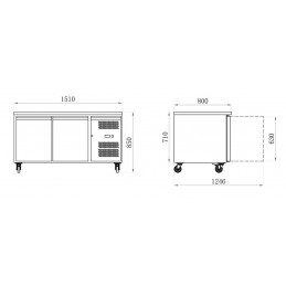 TABLES RÉFRIGÉRÉES série star 600x400 plans de travail granit évaporateur traité (AA28PPDM2)