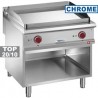 Plaque de cuisson lisse gaz, chromée module 1/1, armoire ouverte