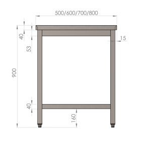 table de travaille en inox 2800x600x900 avec sous tablette haute qualitée made in Belgique
