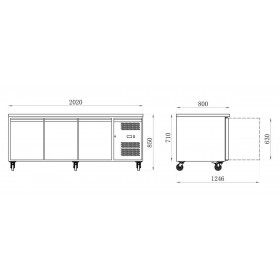 TABLES RÉFRIGÉRÉES série star 600x400 plans de travail granit évaporateur traité (AA38PPDM3)