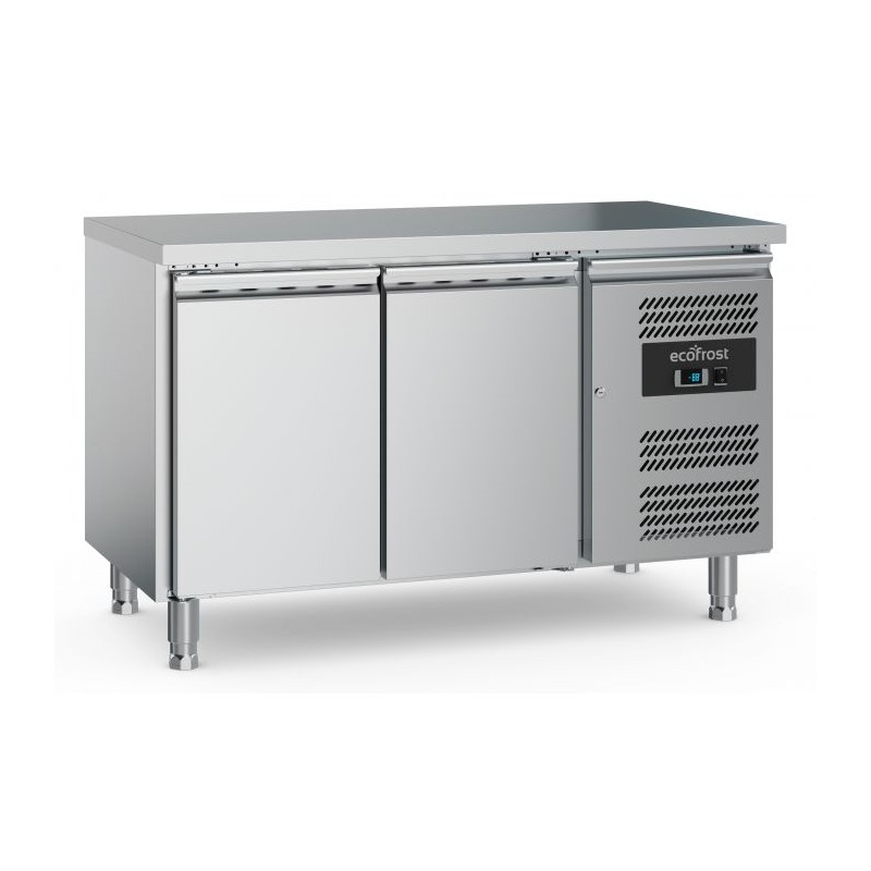 table refrigeré 2 portes en inox 1360x600x850 +2 / +8