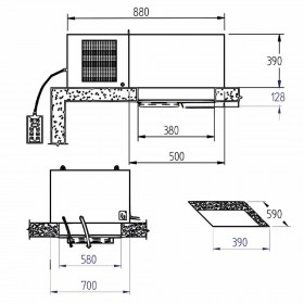 Groupe frigorifique "plafond"T° -5°+5° pour chambre volume 9,5 m³ / 9500 Lit
