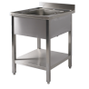 plonge en inox  600x700x900 avec sous tablette haute qualitée made in Belgique