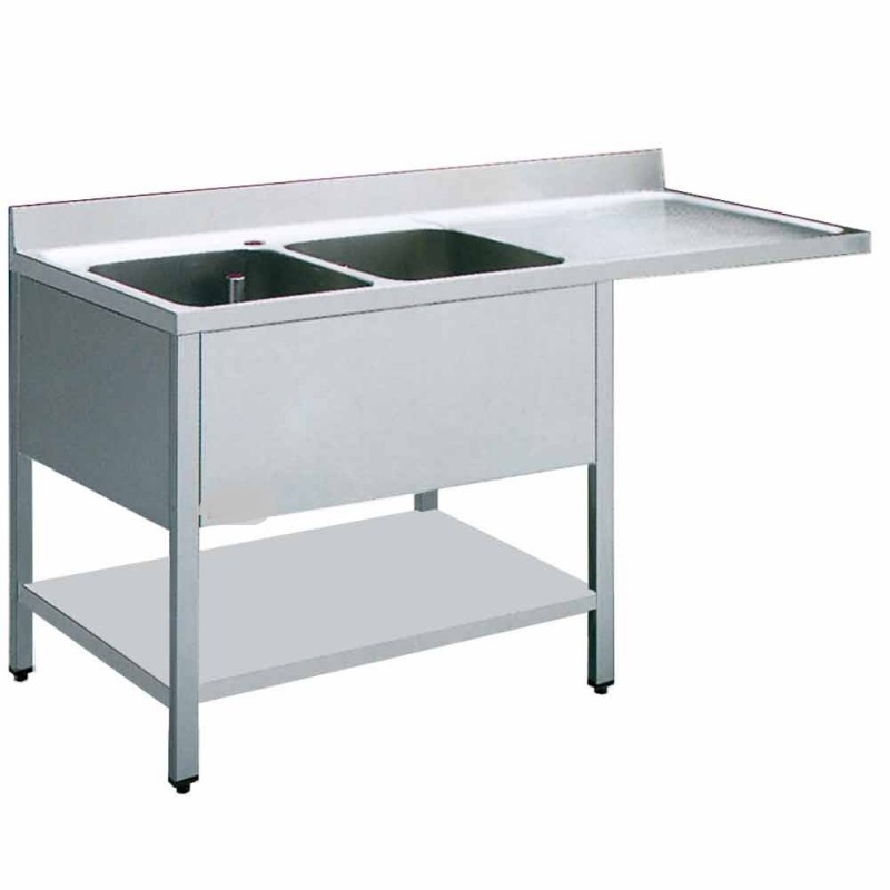 Plonge en inox 1800x700x900 2 cuves a gauche + espace pour lave-vaisselle