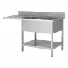 Plonge en inox 1400x700x880/900 2 cuves a droite + espace pour lave-vaisselle