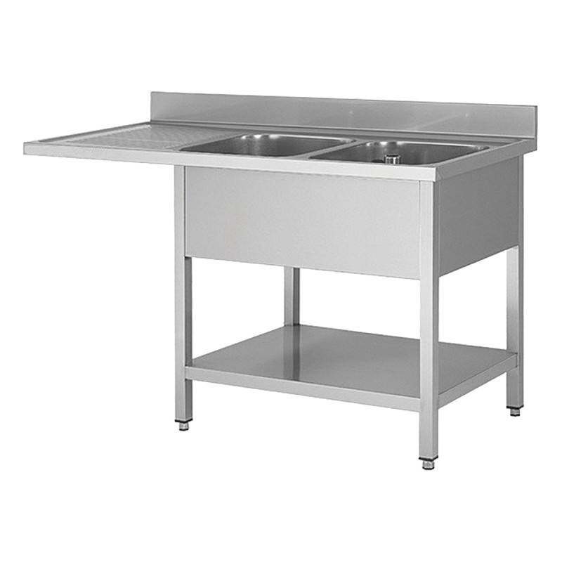 Plonge en inox 1800x700x880/900 2cuves a droite + espace pour lave-vaisselle