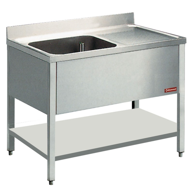 plonge en inox bertrand 1400x700x900 cuve a gauche avec sous tablette qualitée supérieure
