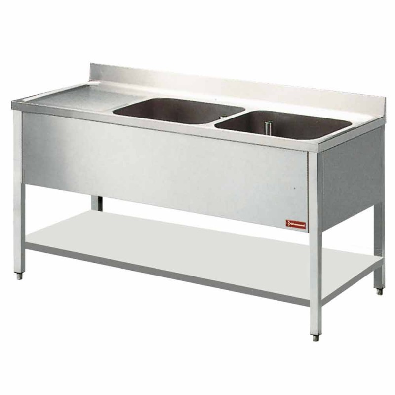 plonge en inox bertrand 2000x700x900 2 a droite + sous tablette qualitée supérieure