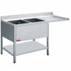 Plonge en inox 1600x700x900 2 cuves a gauche + espace pour lave-vaisselle