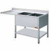 Plonge en inox 1600x700x900 2 cuves a droite + espace pour lave-vaisselle