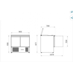 table de preparation 3 portes  8 X GN 1/6