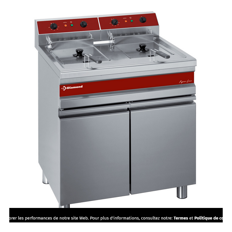 Friteuse électrique 2 cuves de 14 litres sur armoire