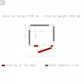 Chambre ISO 80, dim. int. 1630 x 1430 xh 2030 mm (4,73 m³)