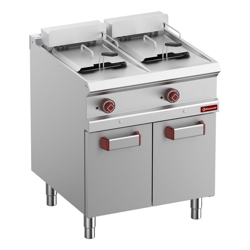 Friteuse électrique 2 cuves de 13 litres sur armoire