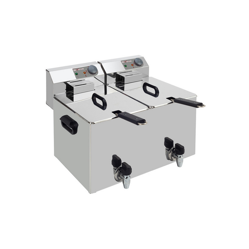 Friteuse de table électrique 2x 8 litres + robinet de vidange