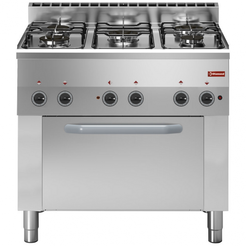Fourneau 5 feux gaz, four à convection électrique 4x GN 1/1 900x600xh850