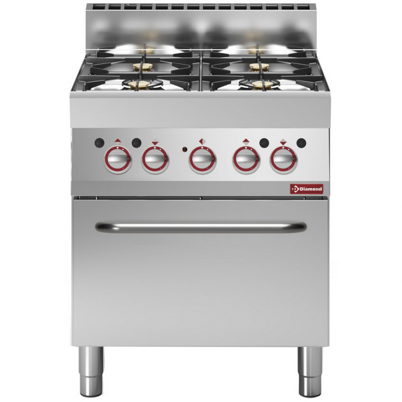 Fourneau gaz 4 feux avec four électrique à convection 700x650xh850