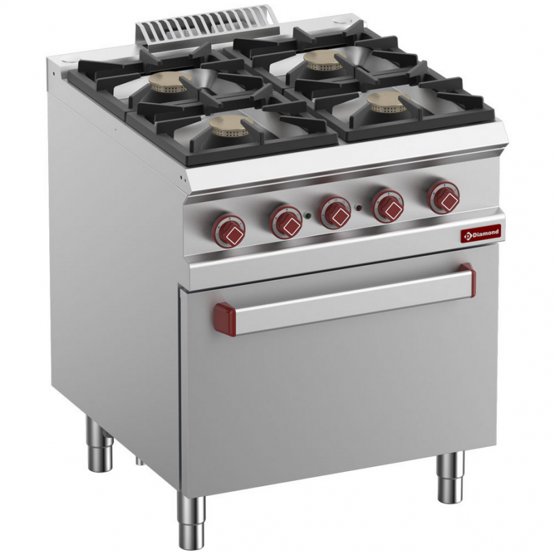 Fourneau 4 feux vifs gaz, four électrique GN 2/1 Optima 700