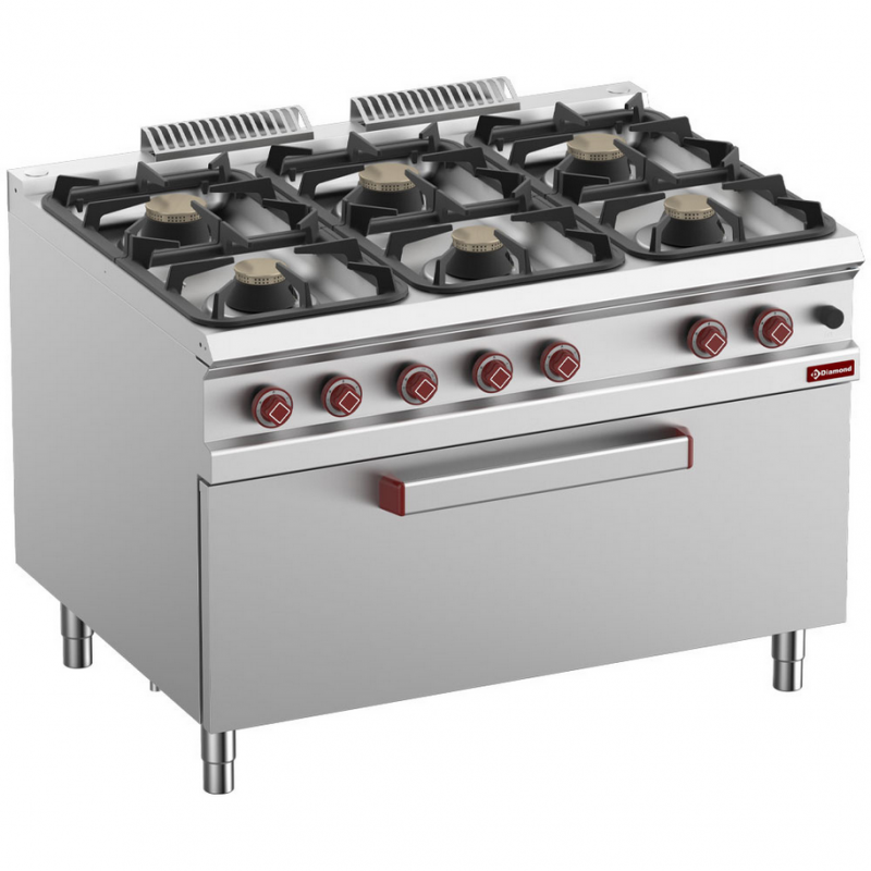 Fourneau 6 feux sur MAXI four gaz Master 900