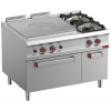 Fourneau taque coup de feu, 2 feux, four GN 2/1, armoire neutre fermée