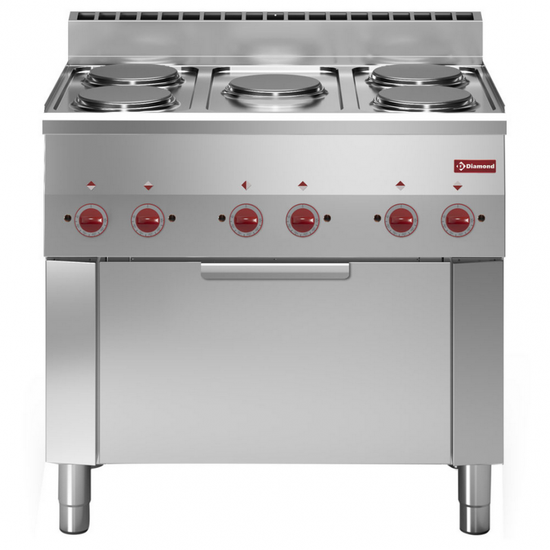 Fourneau 5 plaques et four convection électrique GN 1/1 Pro 600