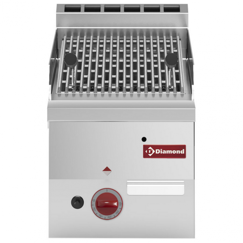 Grill pierres de lave gaz avec grille de cuisson en fonte -Top-