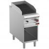 Grill pierre de lave, module 1/2, grille "2 faces" acier inox, armoire ouverte