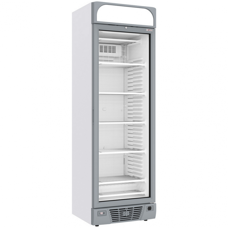 Vitrine T° négative, statique/ventilée, 380 Lt., avec caisson lumineux