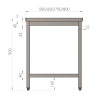 table de travaille en inox 2600x600x900 avec sous tablette + BORD haute qualitée made in Belgique