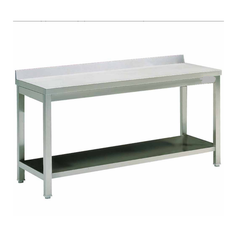 table de travaille en inox 2600x500x900 avec sous tablette +bord haute qualitée made in Belgique