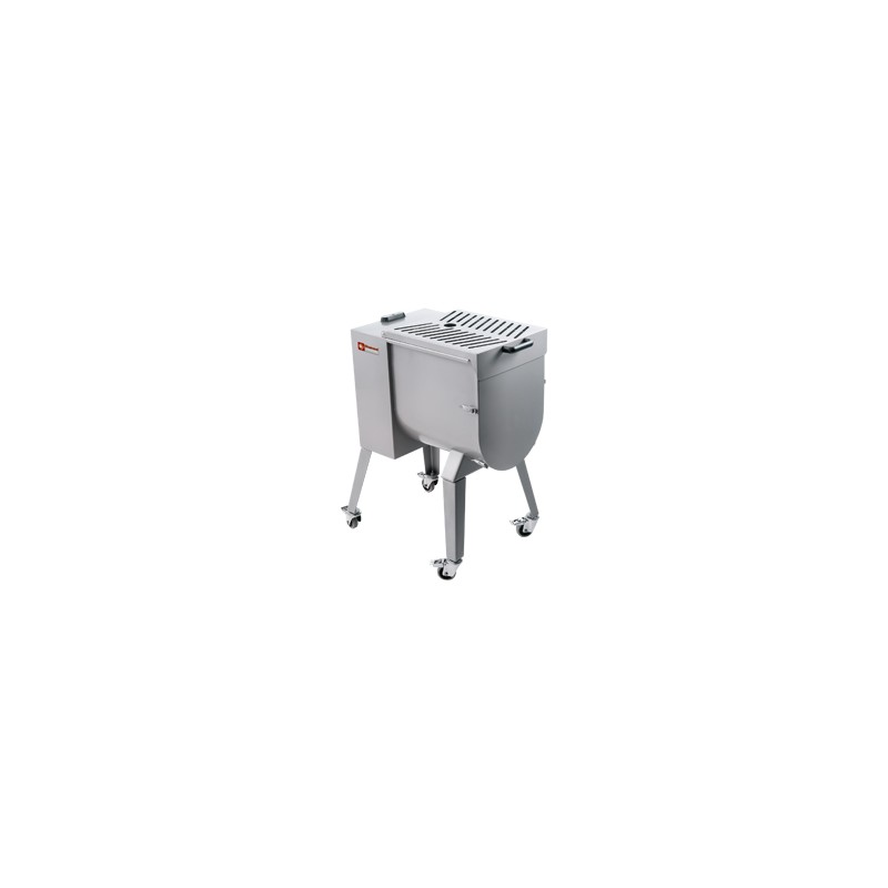 Mélangeur à viande en inox 50 kg, piètement sur roues